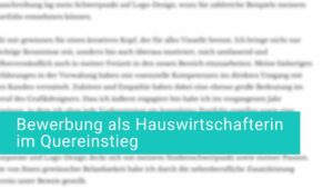 Bewerbung als Hauswirtschafterin im Quereinstieg