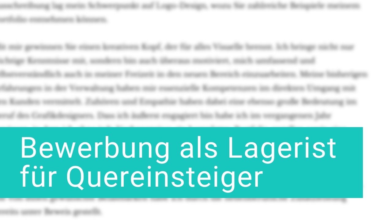 Bewerbung als Lagerist Quereinsteiger » Muster