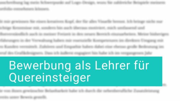 Bewerbung Quereinsteiger im öffentlichen Dienst » Muster
