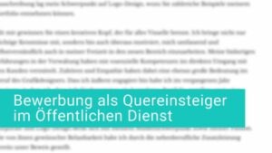 Bewerbung Quereinsteiger im öffentlichen Dienst » Muster