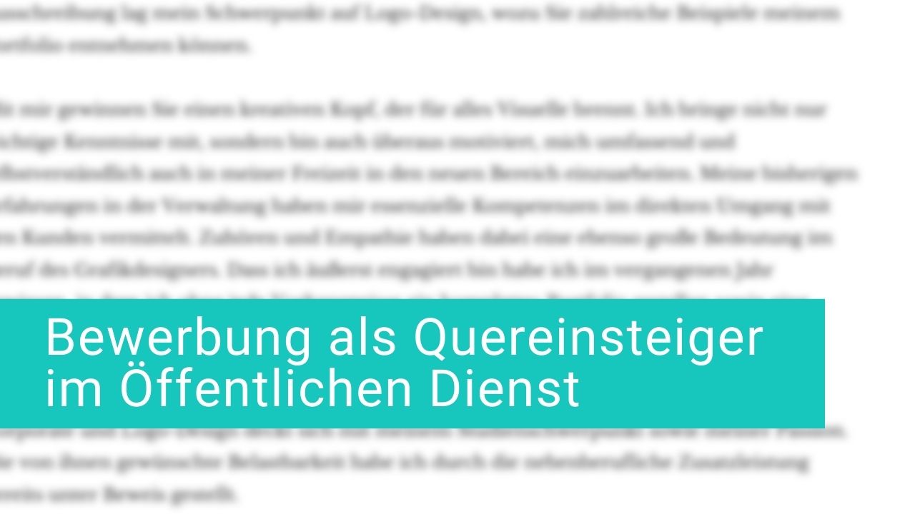 Bewerbung Quereinsteiger im öffentlichen Dienst » Muster