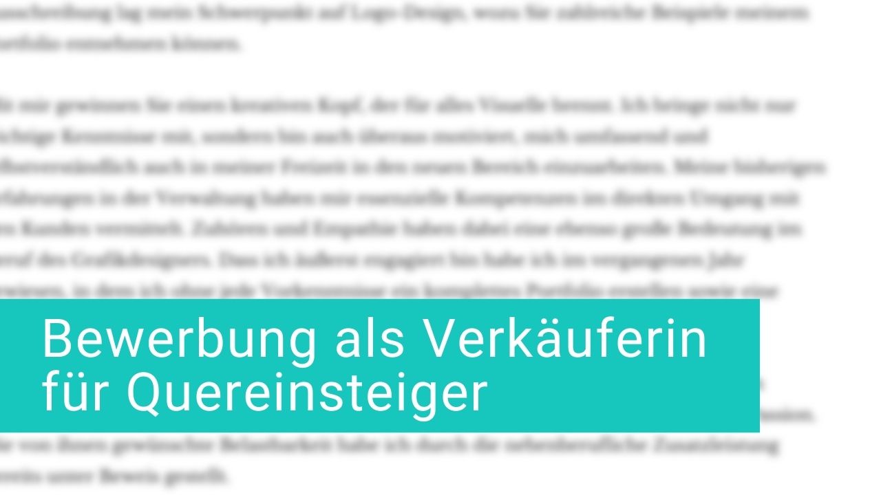 Bewerbung als Verkäuferin Quereinsteiger » Muster