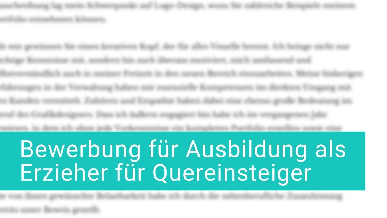 Bewerbung Ausbildung Erzieher Quereinsteiger